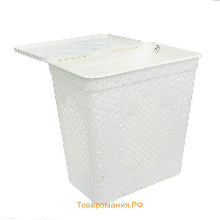 Корзина бельевая «Плетёнка люкс», 85 л, 58×39×57 см, с крышкой, белая