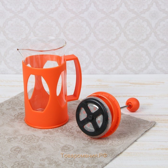 Чайник заварочный френч - пресс «Оливер», 350 мл, стекло, цвет оранжевый