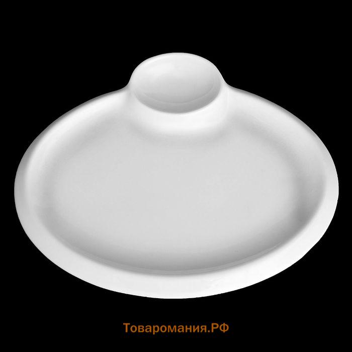 Блюдо фарфоровое с соусником Wilmax Teona, d=20 см, белое
