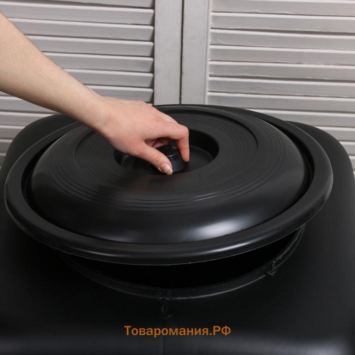 Бак для душа, 150 л, пластиковый, с крышкой, с резьбой под кран, чёрный