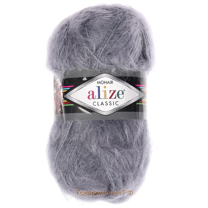 Пряжа "Mohair classic" 25% мохер, 24% шерсть, 51% акрил 200м/100гр (87 угольно-серый)