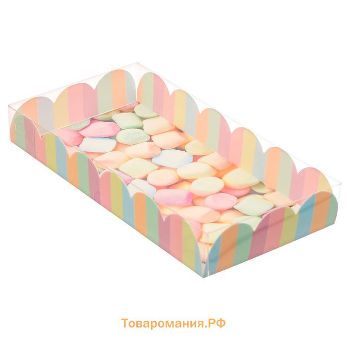 Коробка для печенья, кондитерская упаковка с PVC крышкой, You make me happy, 21 х 10.5 х 3 см