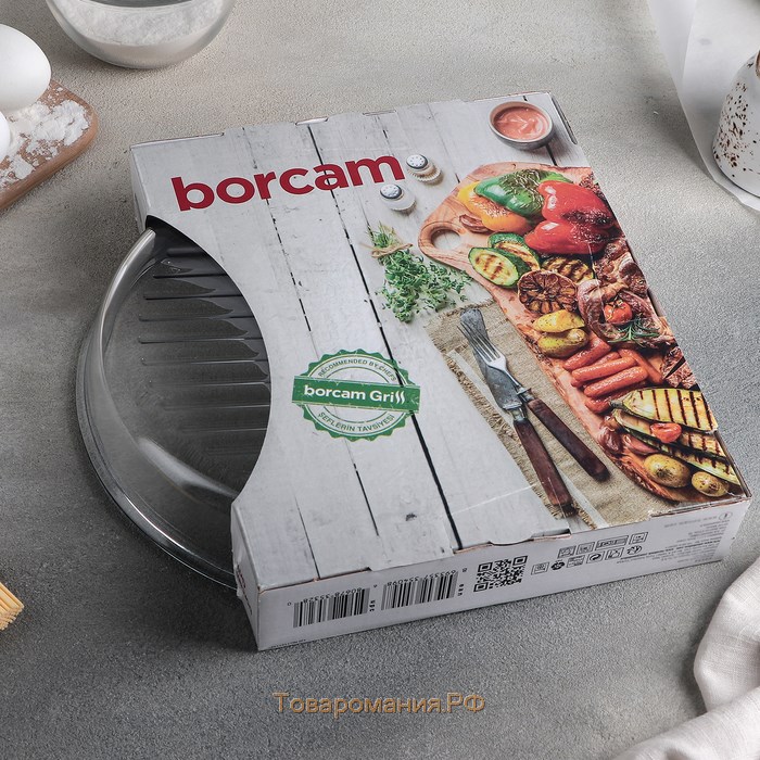 Форма для запекания из жаропрочного стекла Grill Borcam, d=26 см, круглая