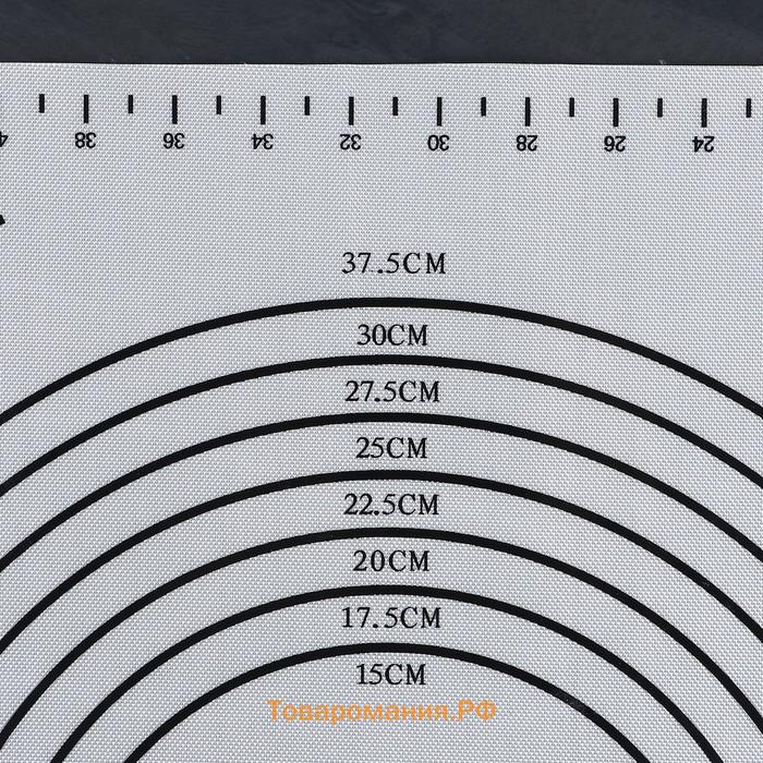 Коврик для выпечки и раскатки теста с разметкой, армированный «Эрме», силикон, 59.5×40 см, белый
