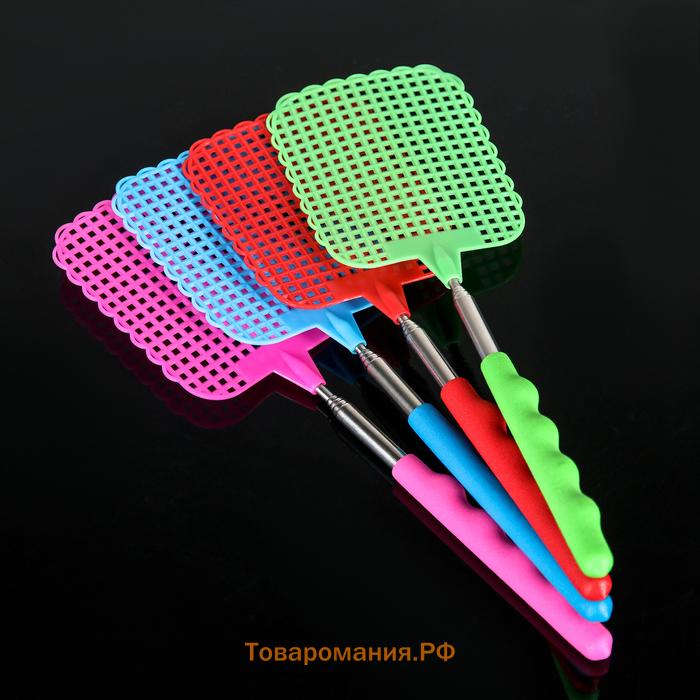 Мухобойка телескопическая, длина 26-70 см, размер рабочей части 8×9.4 см, МИКС