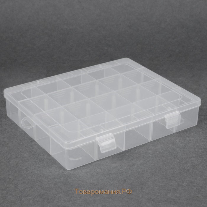 Органайзер для рукоделия, со съёмными ячейками, 20 отделений, 22,5 × 18 × 4 см, цвет прозрачный