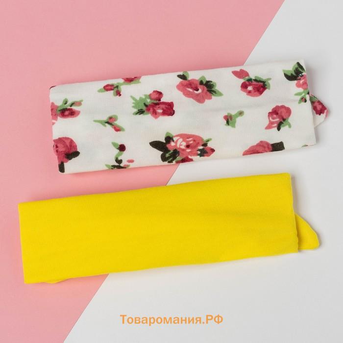 Набор повязок на голову Крошка Я "Цветочек" желтый/белый, р-р 48, 1.5-3 года