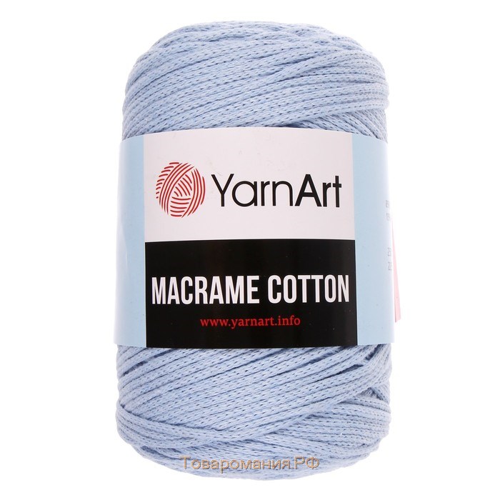 Пряжа для вязания спицами, крючком YarnArt, Macrame Cotton, 20% полиэстер, 80% хлопок, 225 м/250 г, (760 голубой)