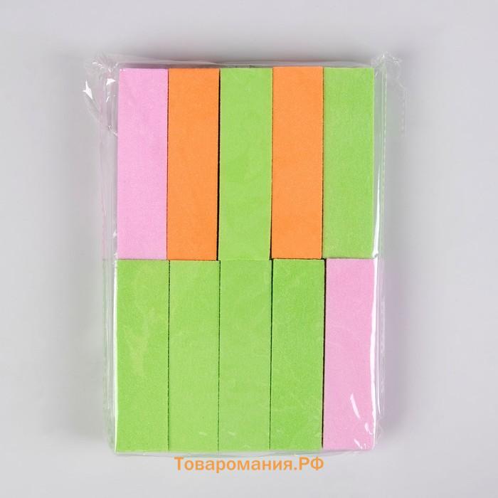 Баф наждачный для ногтей, четырёхсторонний, 9.3×2.5×2.5 см, МИКС