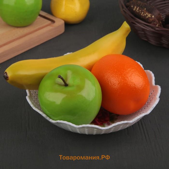 Ваза для хлеба и фруктов «Вязание», 18×4.5 см, рисунок МИКС, белая