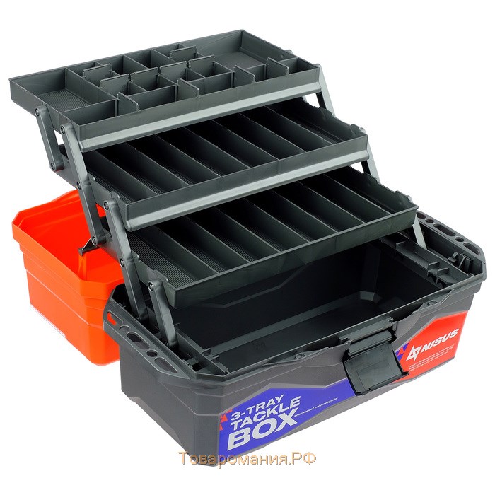 Ящик рыболовный Tackle Box трёхполочный NISUS, оранжевый