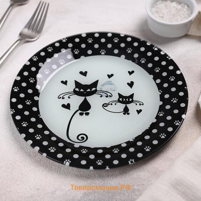 Тарелка  «Котики», d=20 см, стекло
