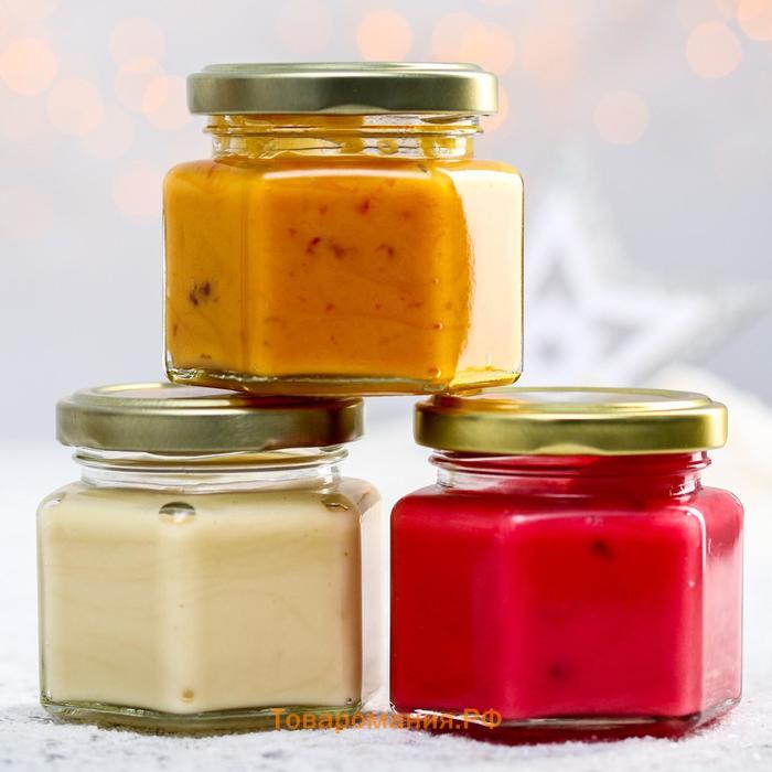 Крем-мёд «С Новым годом»: со вкусом малины, апельсина, хлопка, 120 г. х 3 шт.