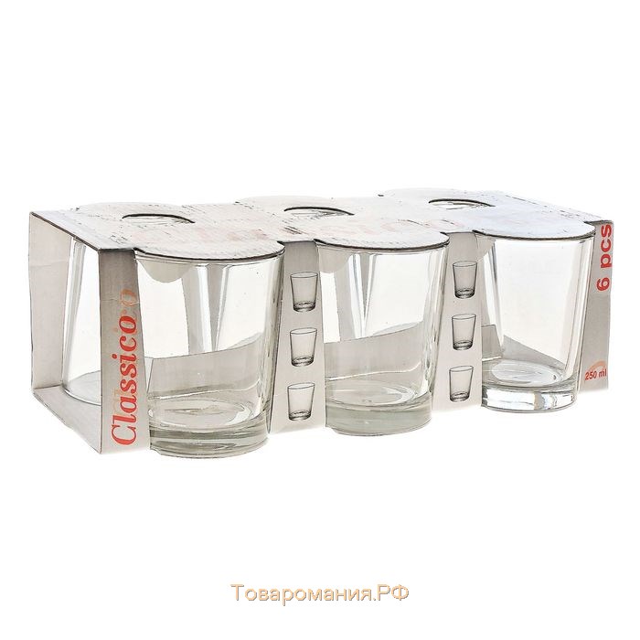 Набор стеклянных стаканов «Ода», 250 мл, 6 шт