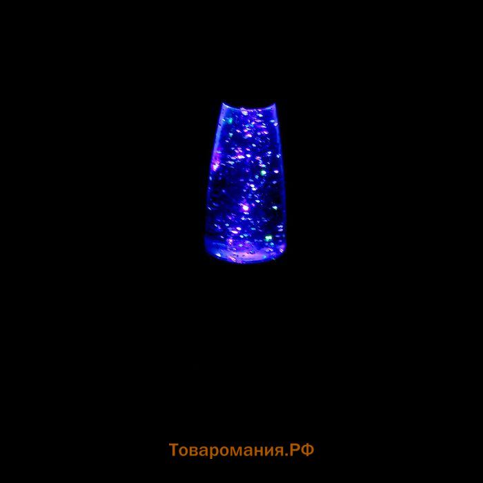 Светильник «Голубая ракета» LED, лава, блёстки, от батареек 3хLR44 19 см RISALUX