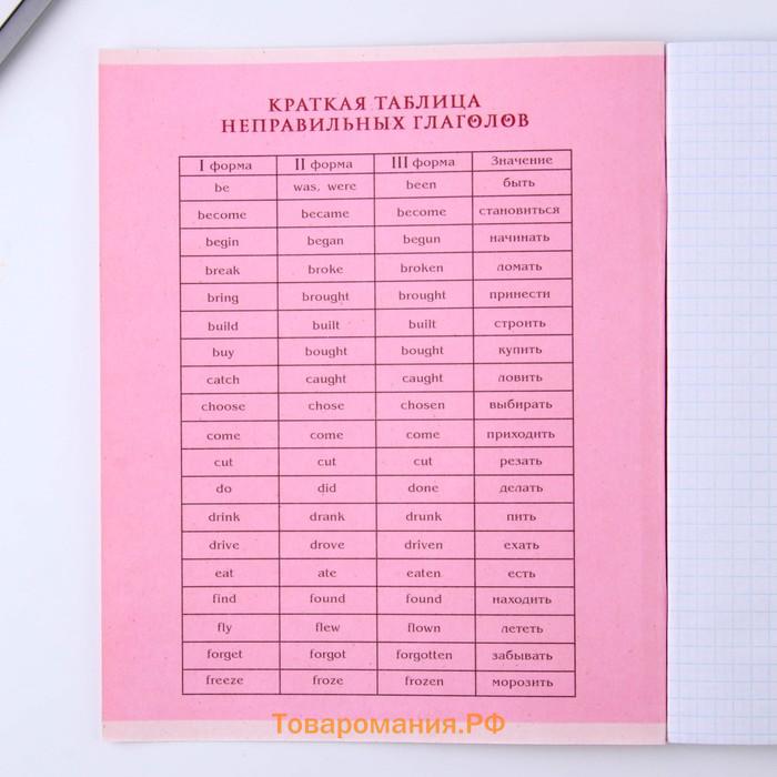 Тетрадь предметная 48 листов, А5, РОЗОВАЯ СЕРИЯ, со справ. мат. «1 сентября: Английский язык», обложка мелованный картон 230 гр внутренний блок в клетку  белизна 96%