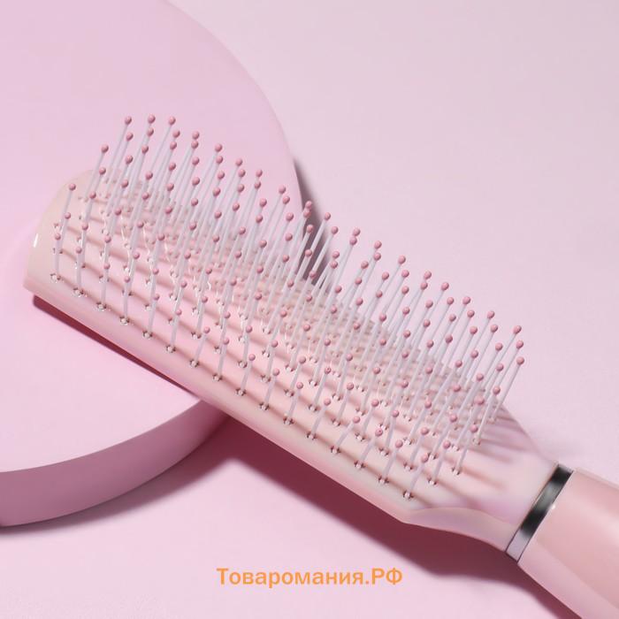 Расчёска массажная, 4 × 23 см, цвет розовый