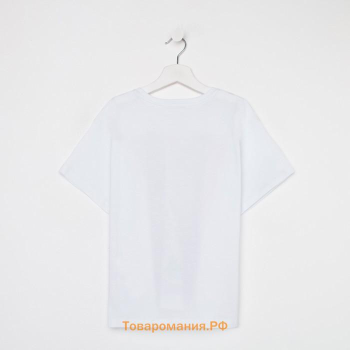 Футболка для девочки KAFTAN Selfie, рост 158-164 см, белая