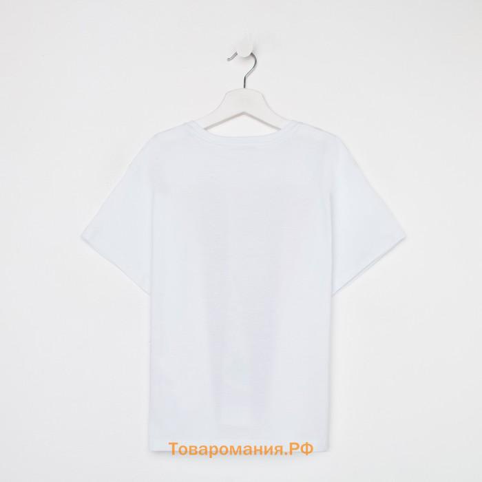 Футболка для девочки KAFTAN Selfie, рост 158-164 см, белая