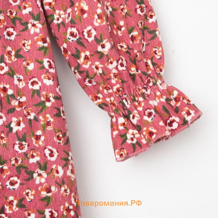 Платье детское KAFTAN «Цветы», размер 34 (122-128 см), розовое