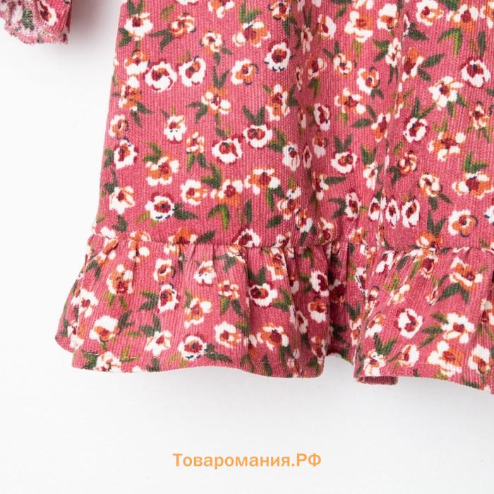 Платье детское KAFTAN «Цветы», размер 34 (122-128 см), розовое