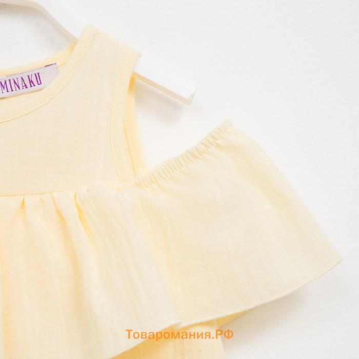 Платье для девочки MINAKU: Cotton Collection жёлтое, рост 134 см