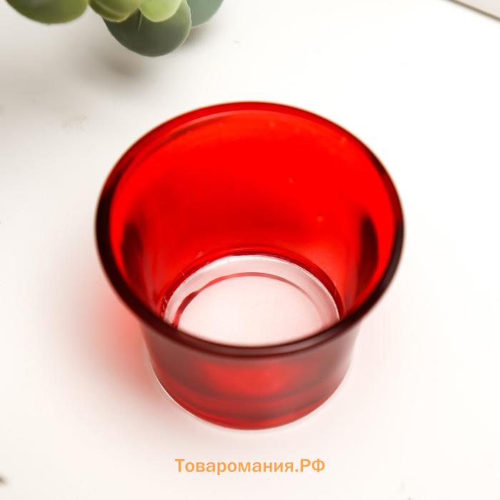 Стеклянный подсвечник на 1 свечу «Глянец», красный, 4.7×6.2×6.2 см