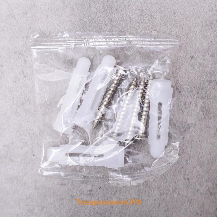 Держатель для уборочного инвентаря с крючками , 26×6×10 см, серый