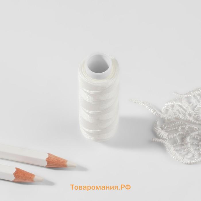 Нитки вощёные, кручёные, круглые, 300D/3, 0.35 мм, 60±2 м, белые