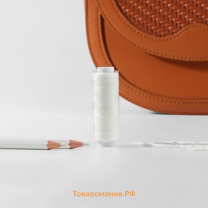Нитки вощёные, кручёные, круглые, 300D/3, 0.35 мм, 60±2 м, белые