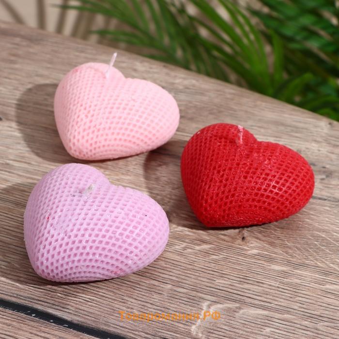 Свеча «Сердце в сеточку», 4×6×3 см, соевый воск, МИКС