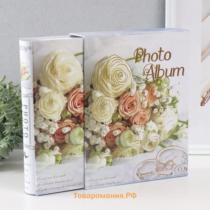 Фотоальбом на 100 фото 10х15 см "Белые розы" золото, в коробке МИКС 5,7х25х26 см