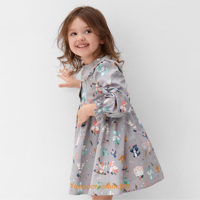 Платье детское с воротником KAFTAN «Зверята», размер 28 (86-92 см)