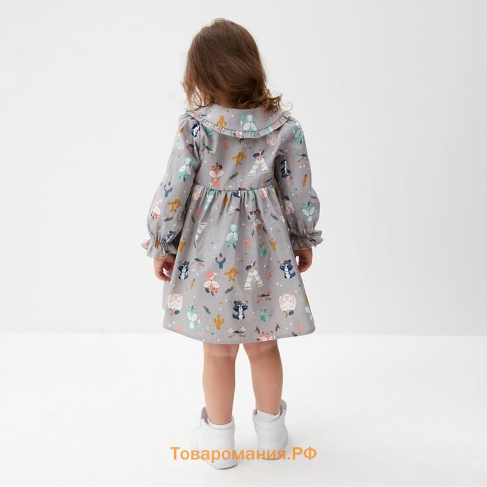 Платье детское с воротником KAFTAN «Зверята», размер 28 (86-92 см)