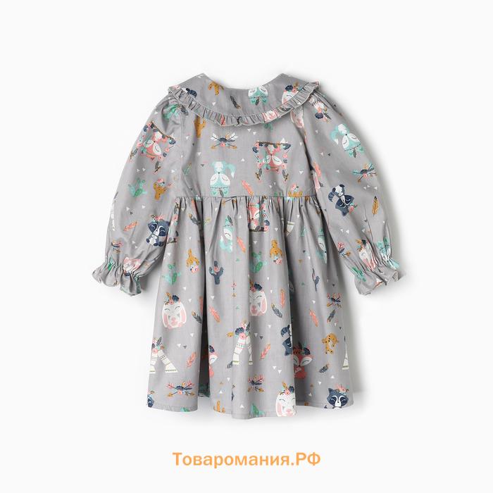 Платье детское с воротником KAFTAN «Зверята», размер 34 (122-128 см)