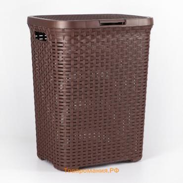 Корзина бельевая «Ротанг», 40 л, 29.5×37.8×48.2 см, с крышкой, коричневая