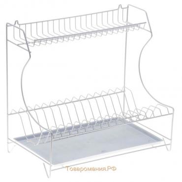 Сушилка для посуды с поддоном 2-х ярусная, настольно-настенная, 39,5×25×38 см, цвет белый