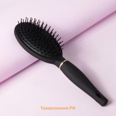 Расчёска массажная, прорезиненная ручка, 6.5×24 (±1) см, чёрная