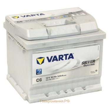 Автомобильный аккумулятор Varta 52 Ач, обратная полярность Silver Dynamic 552 401 052