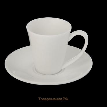 Кофейная пара фарфоровая Wilmax, 2 предмета: кружка 110 мл, блюдце d=13,2 см, цвет белый