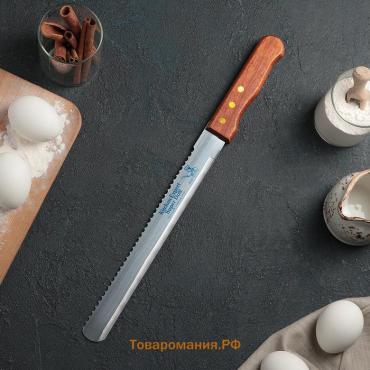 Нож для бисквита двусторонний KONFINETTA, с крупными зубцами и ровным краем, лезвие 25 см, толщина лезвия 0.9 мм