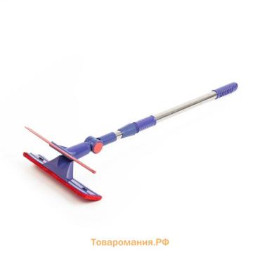Щётка для окон , фиксатор, стальная телескопическая ручка, длина 55(83) см, водосгон силикон 18 см, насадка велюр 18×8 см