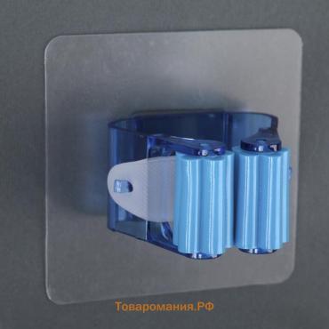 Держатель для швабр на липучке , 2.8×5×4.5 см, липучка 5.5×5.5 см, белый