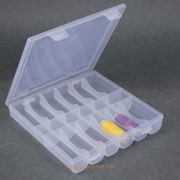 Органайзер для ниток, 18 отделений, 20 × 19,5 × 3,5 см, цвет прозрачный