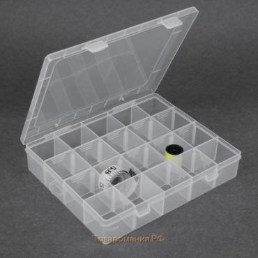 Органайзер для рукоделия, со съёмными ячейками, 20 отделений, 22,5 × 18 × 4 см, цвет прозрачный