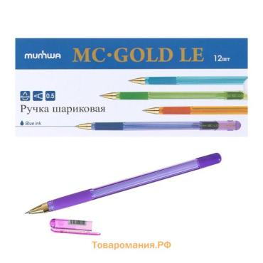 Ручка шариковая MunHwa MC Gold LE, узел 0.5 мм, чернила синие, резиновый упор, корпус микс