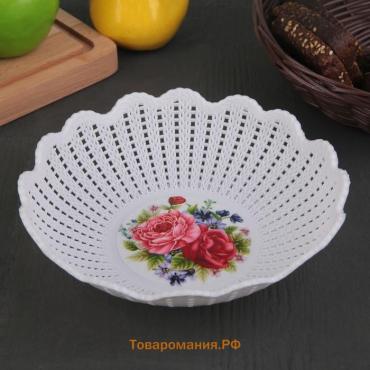 Ваза для хлеба и фруктов «Вязание», 18×4.5 см, рисунок МИКС, белая