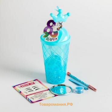 Подарочный набор для макияжа бровей «8 марта», пинцет, кисть для макияжа, зеркало, трафарет, Beauty Fox