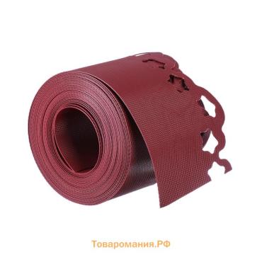 Лента бордюрная, 15 см×9 м, толщина 1.2 мм, пластиковая, фигурная, красная, Greengo