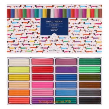 Пластилин мягкий (восковой) 24 цвета 500 г, Happycolor, МИКС